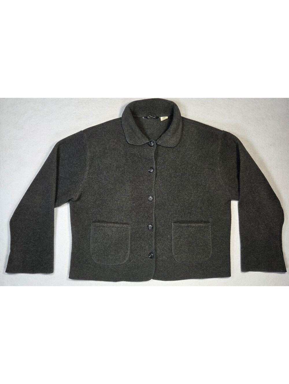 VTG EDDIE BAUER Nordic Gray Ski Sweater Coat Womens XL Button Up Made In The USA